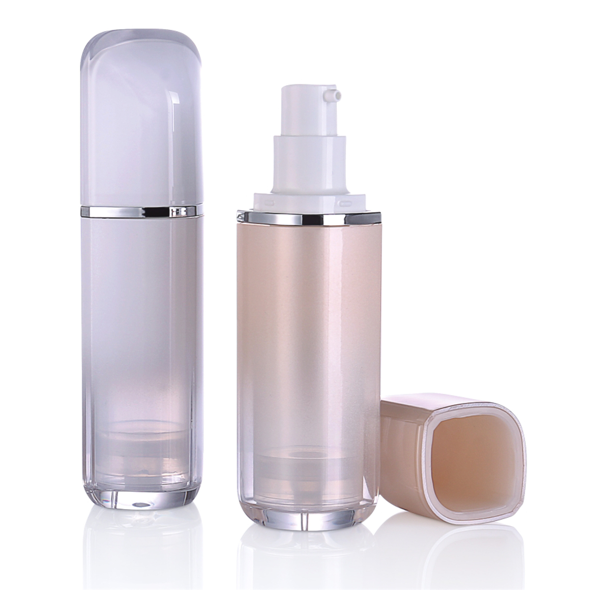 30ml Double-walled Pearl White Lancel Airless Pump Bottle For Bb Moisturizing Cream L14