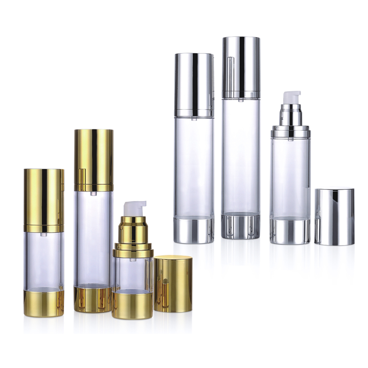 15ml 30ml 50ml 80ml 100 Ml 120ml Silver Custom Label Lotion Essential Oil Pump Mist Spray Packaging Cosmetic Airless Bottle L04