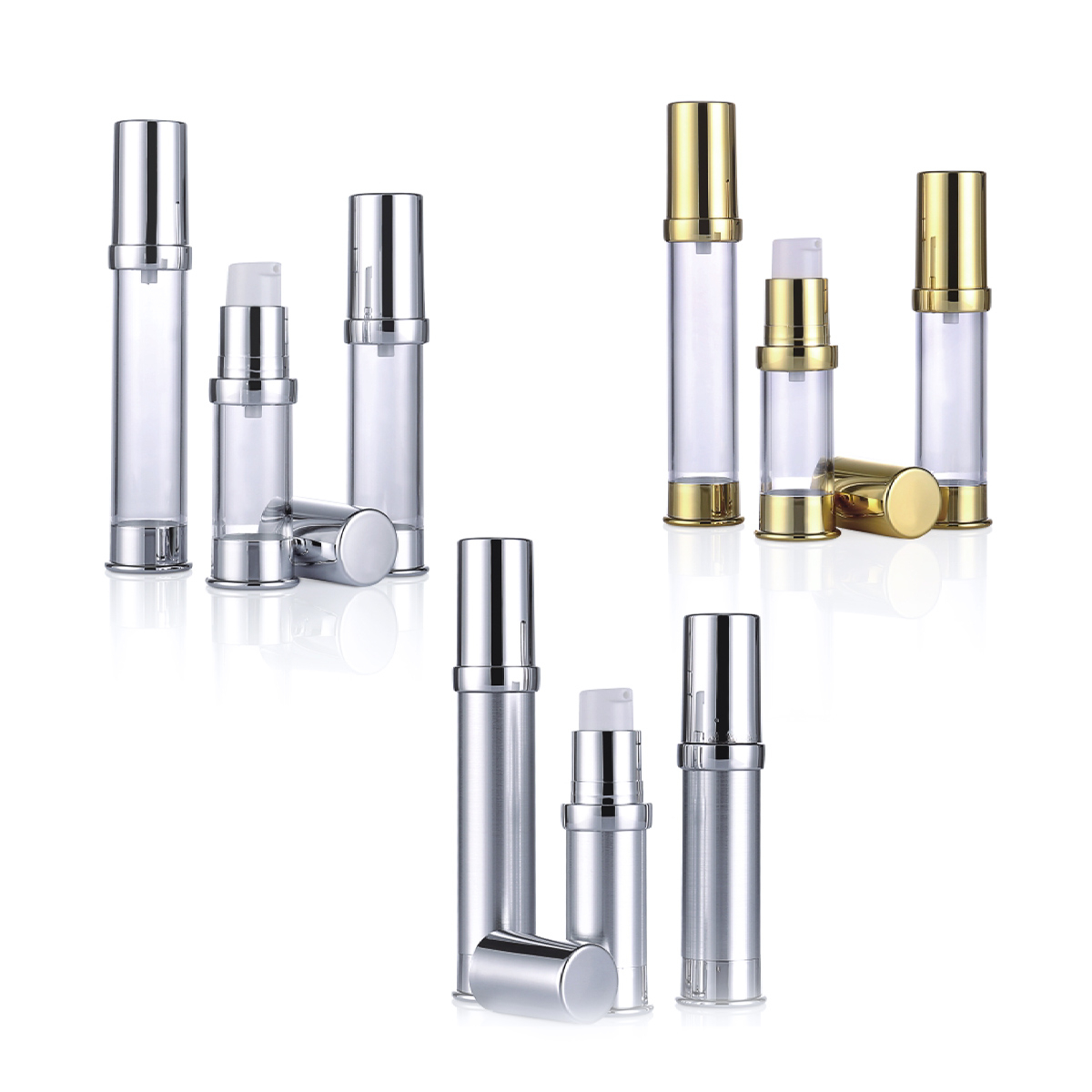 15 Ml 20ml 30ml Gold Silver Plastic Small Lotion Airless Pump Bottle For Sample L09