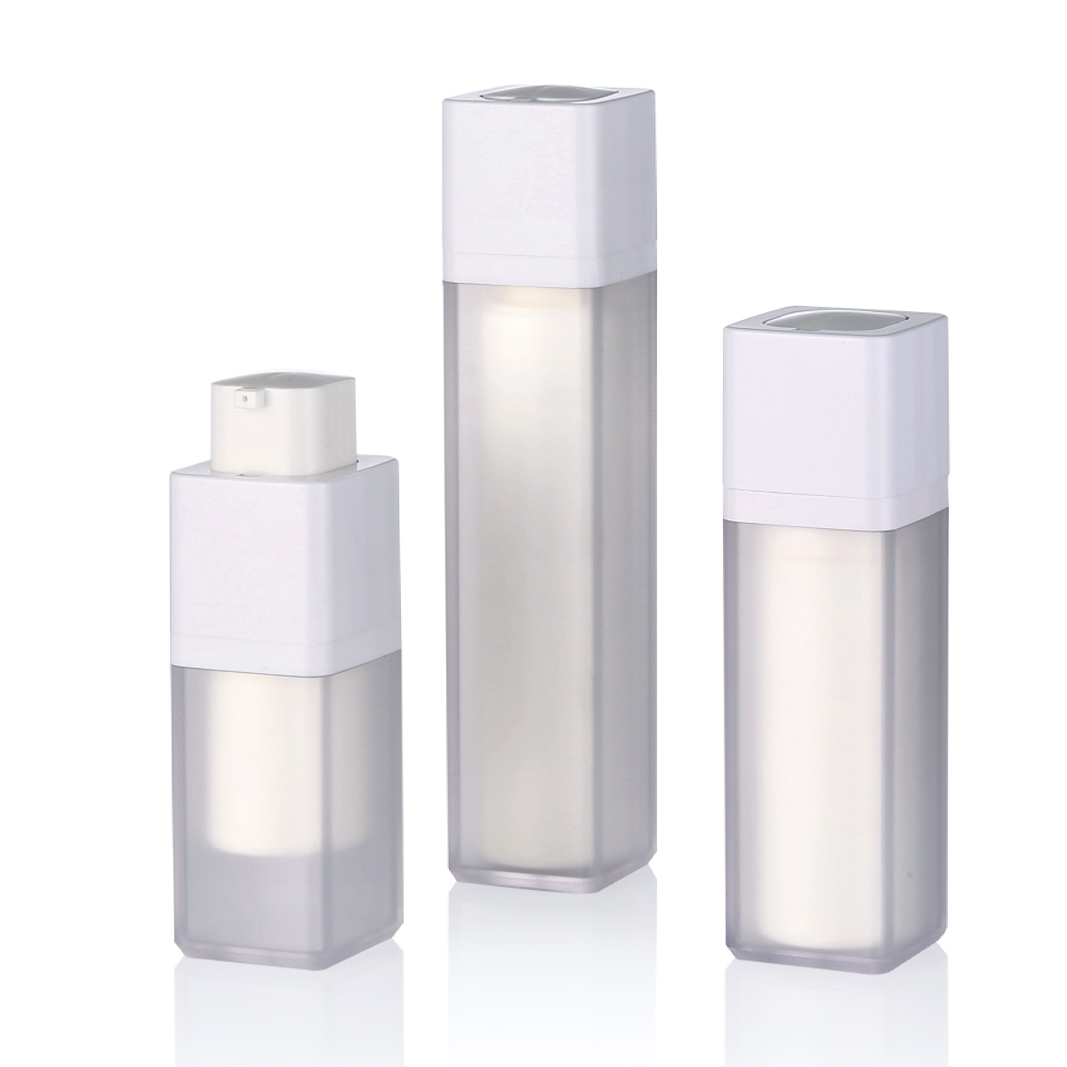15ml 30ml 50ml Vacuum Frosted White Inner Rotary Airless Pump Bottle Double Wall Square Cosmetic Eye Cream Lotion Pump Bottles L21